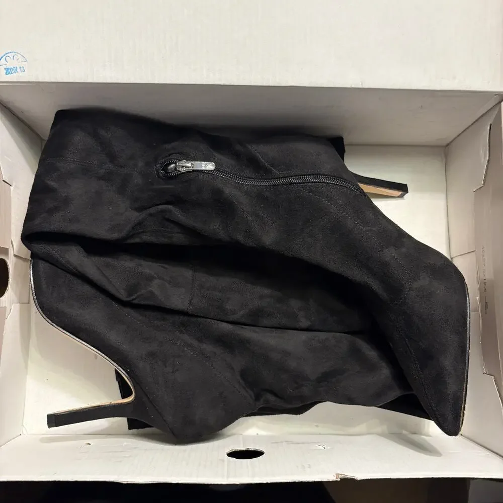 Marc Fisher Tiago Over the Knee Boots 8.5 Black NEW Tall Heel Glam OTK